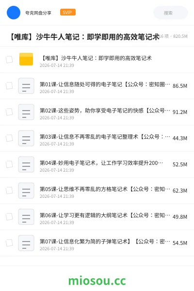 《【唯库】沙牛牛人笔记：即学即用的高效笔记术》教程网盘｜学习资源网盘