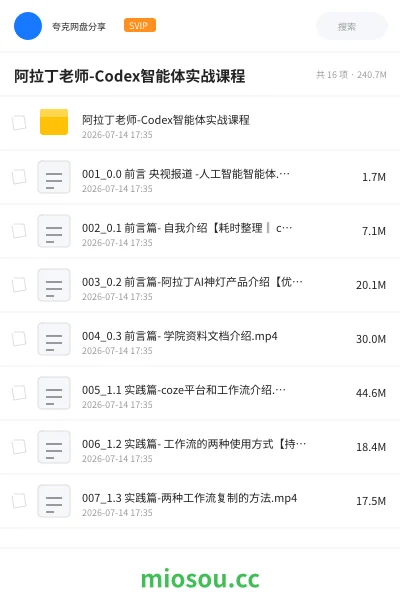 《阿拉丁老师-Codex智能体实战课程》人工智能学习资源封面