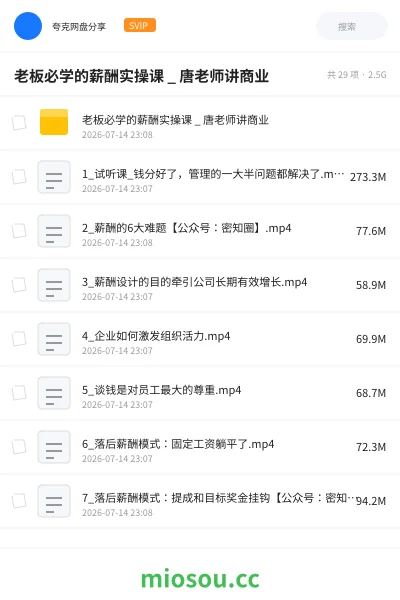 《老板必学的薪酬实操课 _ 唐老师讲商业》教程网盘|学习资源网盘