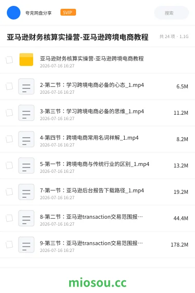 《亚马逊财务核算实操营-亚马逊跨境电商教程》会计网盘|学习资源网盘