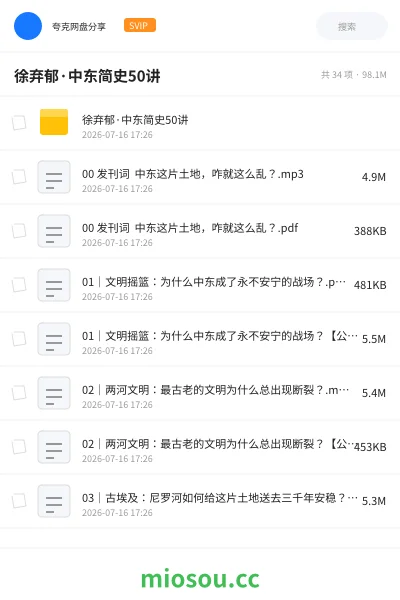 《徐弃郁·中东简史50讲》教程网盘｜学习资源网盘