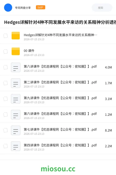 《Hedges详解针对4种不同发展水平来访的关系精神分析透视法》教程网盘|学习资源网盘