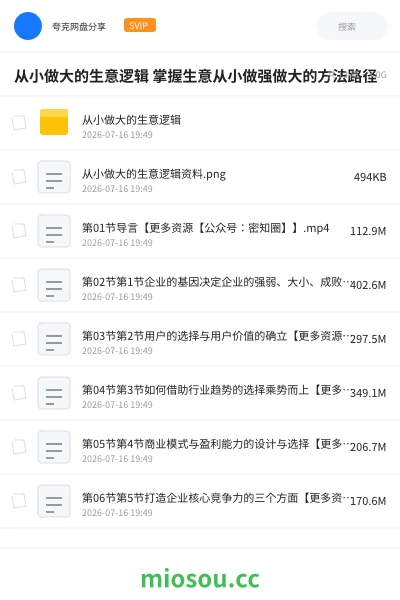 《从小做大的生意逻辑 掌握生意从小做强做大的方法路径》教程网盘｜学习资源网盘