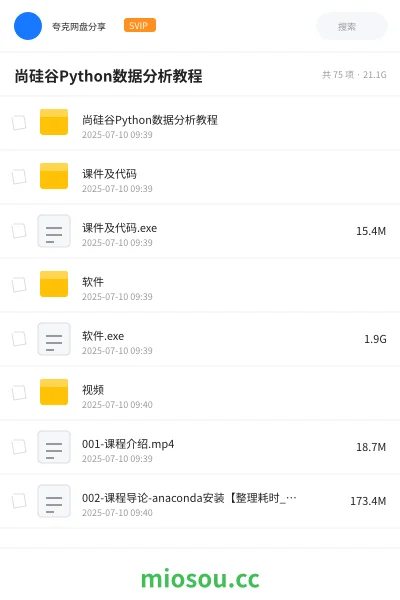 《尚硅谷Python数据分析教程》编程网盘|学习资源网盘