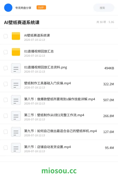 《AI壁纸赛道系统课》人工智能网盘｜学习资源网盘