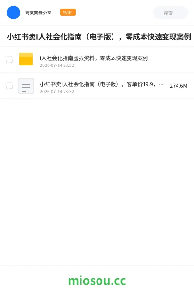 《小红书卖I人社会化指南(电子版),零成本快速变现案例》网赚学习资源封面