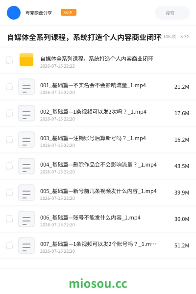 《自媒体全系列课程,系统打造个人内容商业闭环》教程网盘|学习资源网盘