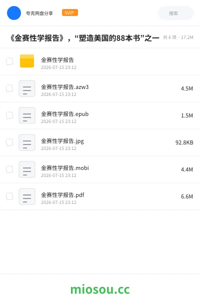 《《金赛性学报告》,“塑造美国的88本书”之一》书刊网盘|学习资源网盘