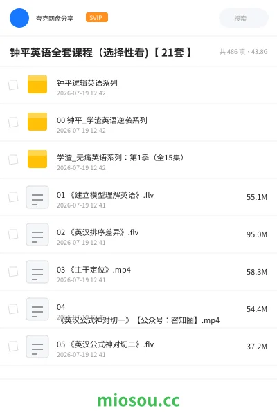 《钟平英语全套课程(选择性看)【 21套 】》英语网盘|学习资源网盘